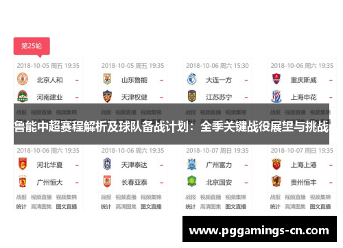 鲁能中超赛程解析及球队备战计划：全季关键战役展望与挑战